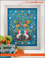 Tiny Modernist Unicorn Tapestry Cross Stitch Pattern