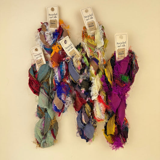 Treenway Silks Recycled Sari Silk Ribbon - Assorted Variegated