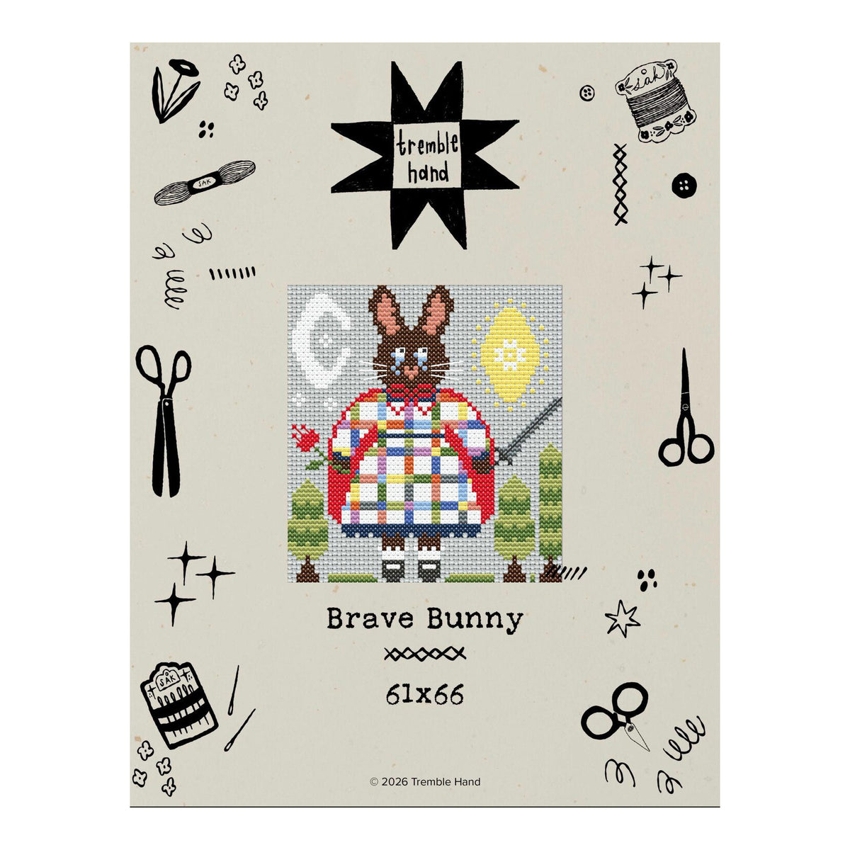 Tremble Hand Brave Bunny Cross Stitch Pattern