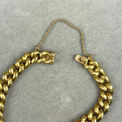 Vintage 14k Gold Wavy Engraved Curb Chain Bracelet