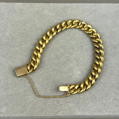 Vintage 14k Gold Wavy Engraved Curb Chain Bracelet