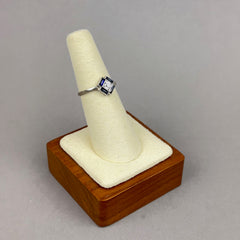 Antique Art Deco Platinum and Diamond Ring with Lab Sapphire