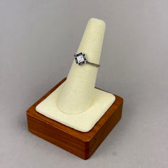 Antique Art Deco Platinum and Diamond Ring with Lab Sapphire