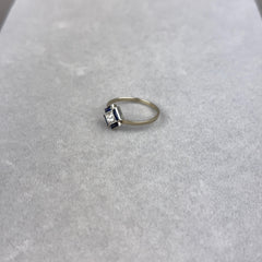 Antique Art Deco Platinum and Diamond Ring with Lab Sapphire