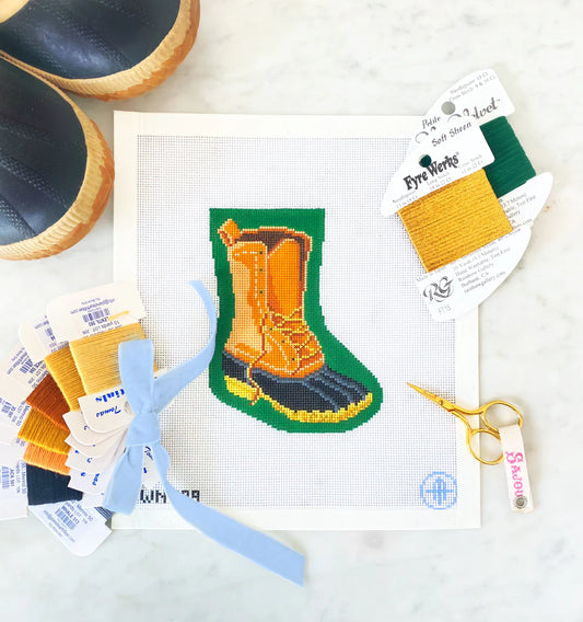 Wheelhaus Needlepoint Duck Boot Mini Stocking Needlepoint Canvas