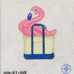 Wheelhaus Needlepoint Flamingo Boat Tote Needlepoint Canvas