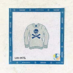 Wheelhaus Needlepoint Jolly Roger Sweater In Grey Needlepoint Canvas