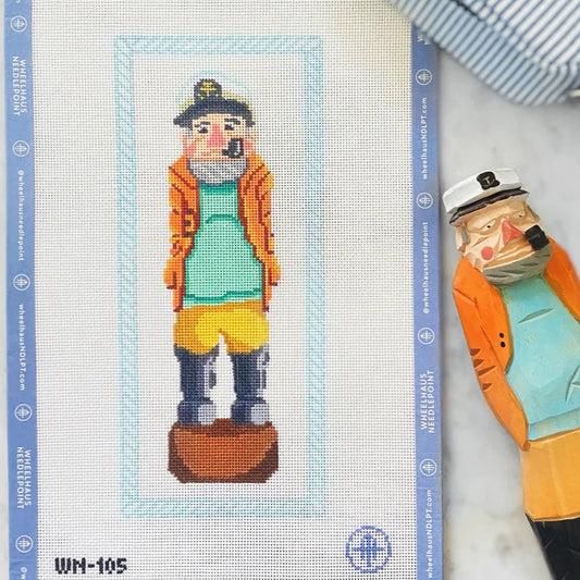 Wheelhaus Needlepoint Old Salt Wood Craving Sea Captain Needlepoint Canvas