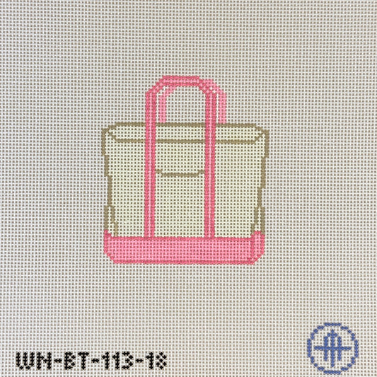 Wheelhaus Needlepoint Pink Boat Tote Needlepoint Canvas - 18M