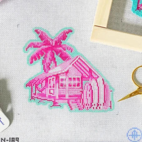 Wheelhaus Needlepoint Surf Shack Ornament Needlepoint Canvas