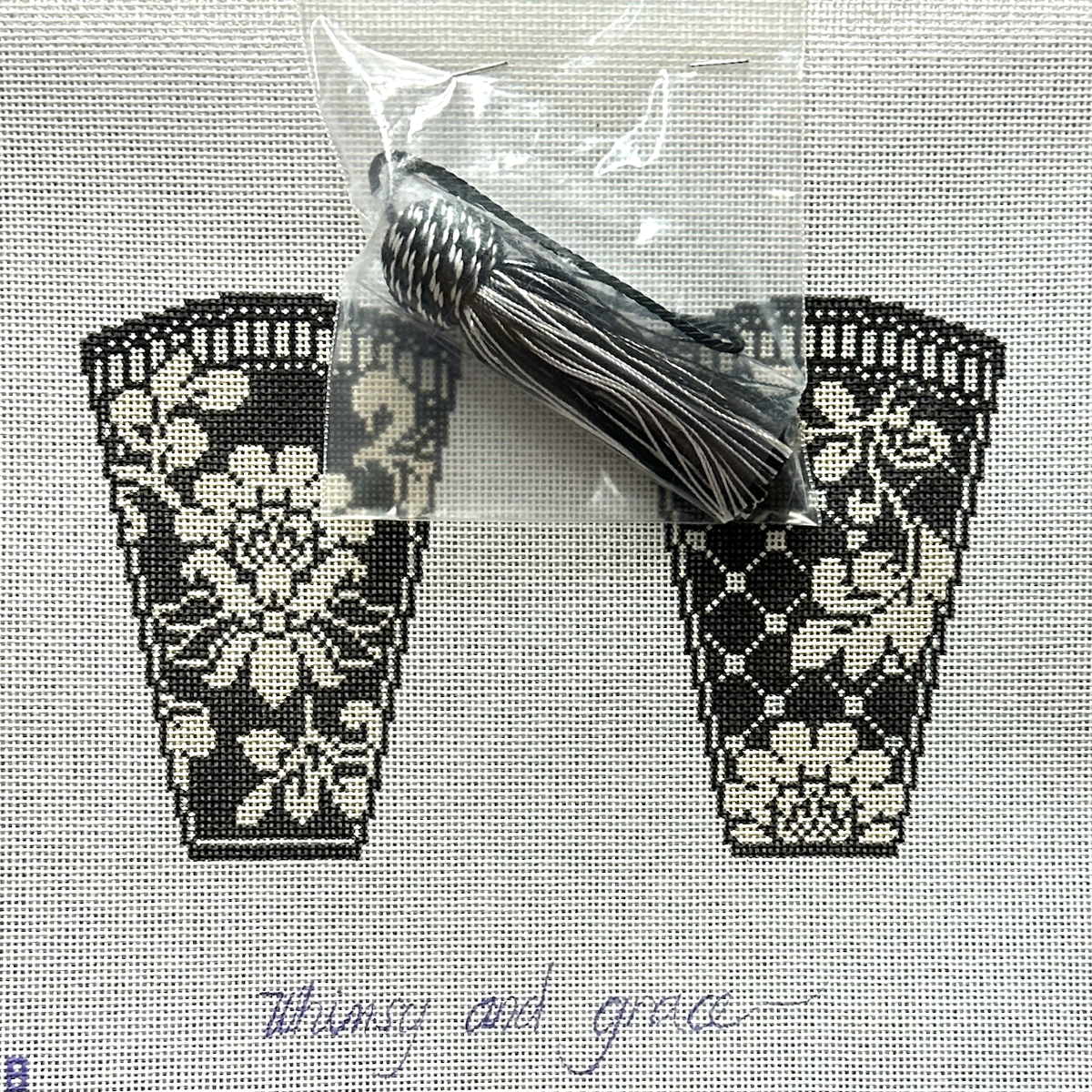 Whimsy and Grace Karen's Damask Scissor Case Needlepoint Canvas