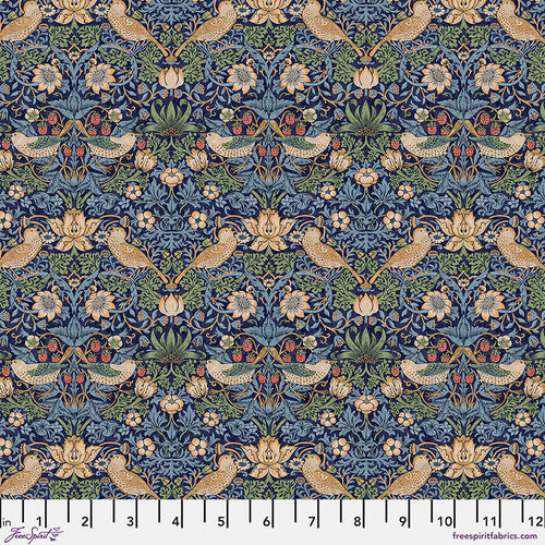 Finishing: The Original Morris & Co Fabric Mini Strawberry Thief - Navy