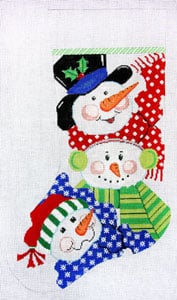 The Meredith Collection Snowman Faces Bright Stocking Needlepoint Canvas