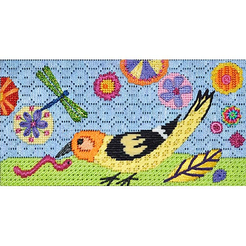 Zecca Early Bird Needlepoint Canvas with Stitch Guide