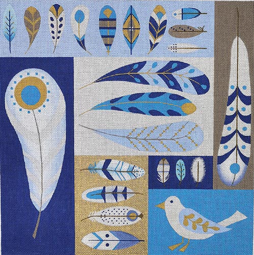 Zecca Feather Panel Needlepoint Canvas