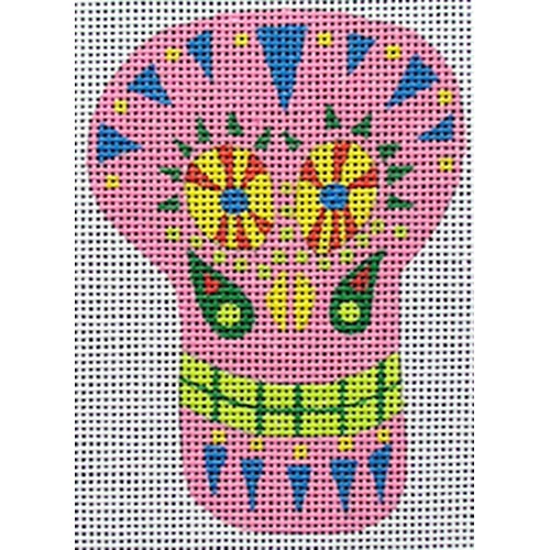 Zecca Mini Sugar Skull Needlepoint Canvas - Pink