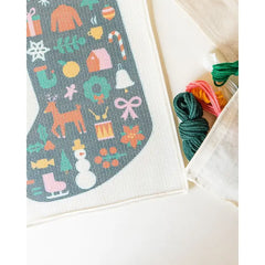 Unwind Studio Folk Christmas Stocking - Green Needlepoint Kit