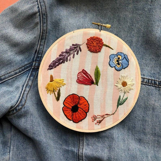 M Creative J Wildflowers Hand Embroidery Peel Stick and Stitch Patterns