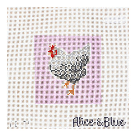 Alice & Blue Diego Chicken Coaster Needlepoint Canvas