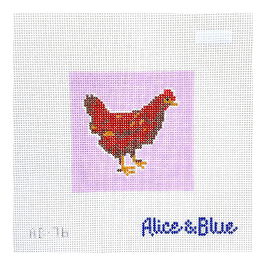 Alice & Blue Ginger Chicken Coaster Needlepoint Canvas