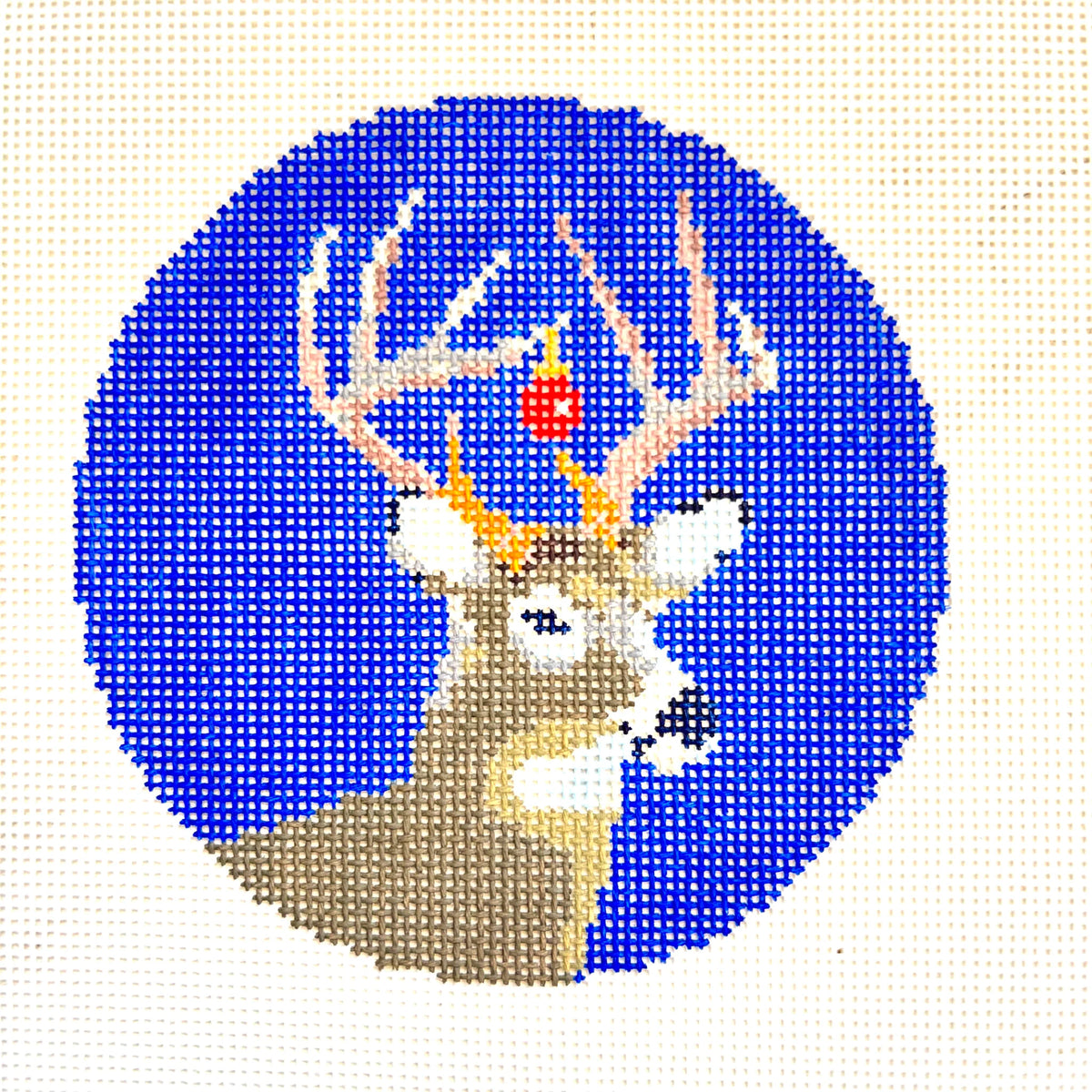 Alice & Blue Adorned Antler Needlepoint Canvas