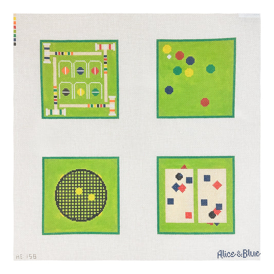 Alice & Blue Lawn Games Coaster Set Needlepoint Canvas