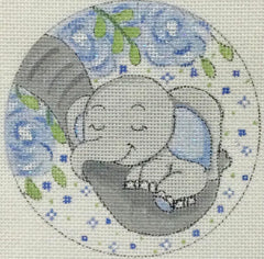 Alice Peterson Co. Baby Elephant With Flowers - Boy Needlepoint Canvas