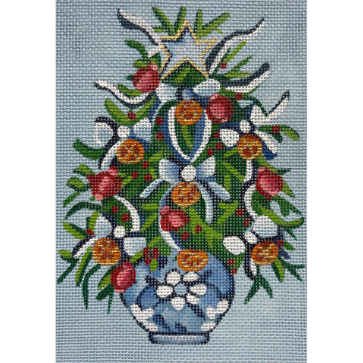 Alice Peterson Co. Blue Bow Christmas Tree Needlepoint Canvas