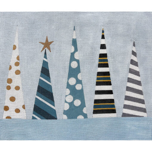 Alice Peterson Co. Blue Christmas Trees Needlepoint Canvas