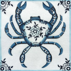 Alice Peterson Co. Blue Delft Crab Needlepoint Canvas