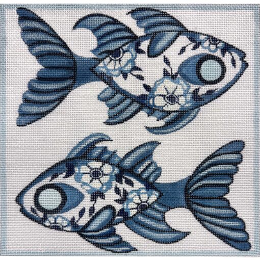 Alice Peterson Co. Blue Delft Fish Needlepoint Canvas
