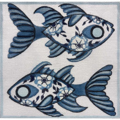 Alice Peterson Co. Blue Delft Fish Needlepoint Canvas