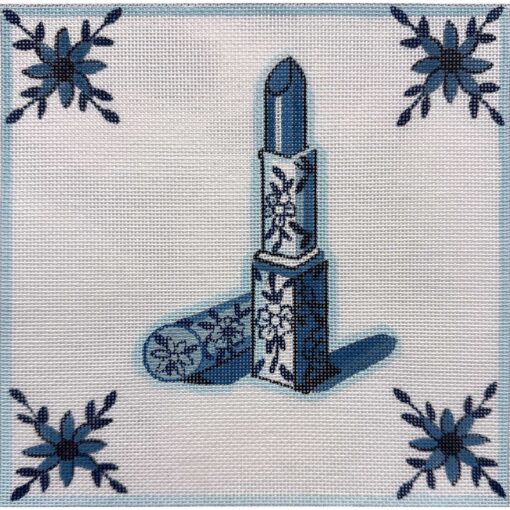 Alice Peterson Co. Blue Delft Lipstick Needlepoint Canvas