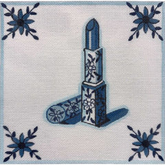 Alice Peterson Co. Blue Delft Lipstick Needlepoint Canvas