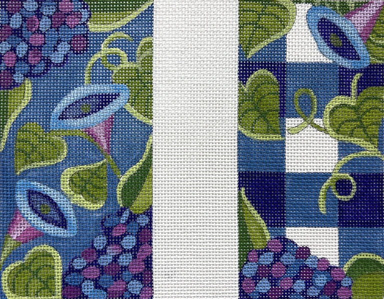 Alice Peterson Co. Blue Foral & Gingham Eyeglass Case Needlepoint Canvas