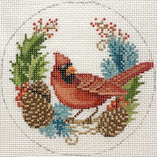 Alice Peterson Co. Cardinal & Pinecones Needlepoint Canvas