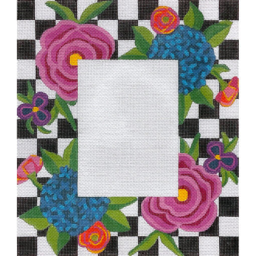 Alice Peterson Co. Checks & Flowers Picture Frame Needlepoint Canvas