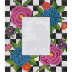 Alice Peterson Co. Checks & Flowers Picture Frame Needlepoint Canvas