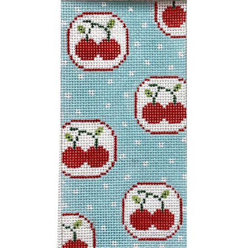 Alice Peterson Co. Cherries On Turquoise Two Sided Eyeglass Case Needlepoint Canvas