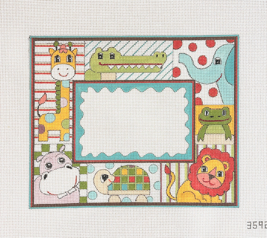Alice Peterson Co. Cute Animals Birth Announcement Needlepoint Canvas