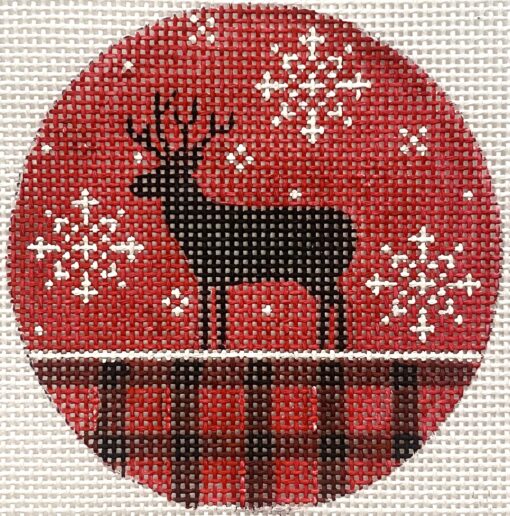 Alice Peterson Co. Deer And Red Plaid Needlepoint Canvas