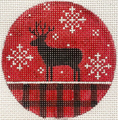 Alice Peterson Co. Deer And Red Plaid Needlepoint Canvas