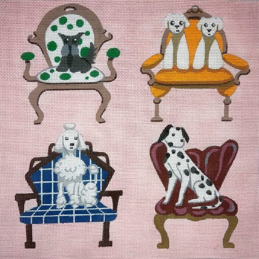 Alice Peterson Co. Dogs In Chairs Needlepoint Canvas