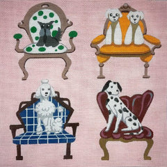 Alice Peterson Co. Dogs In Chairs Needlepoint Canvas