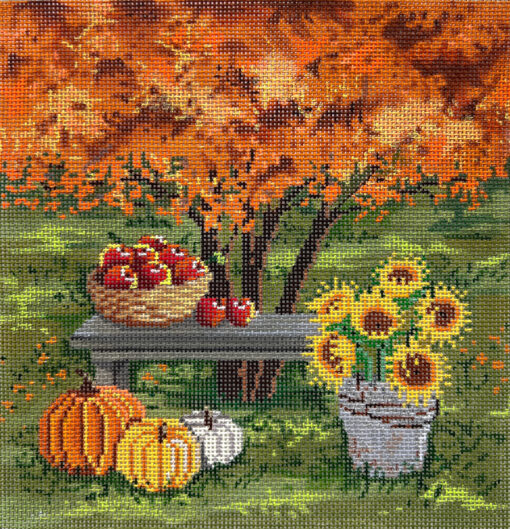 Alice Peterson Co. Fall Bench Needlepoint Canvas