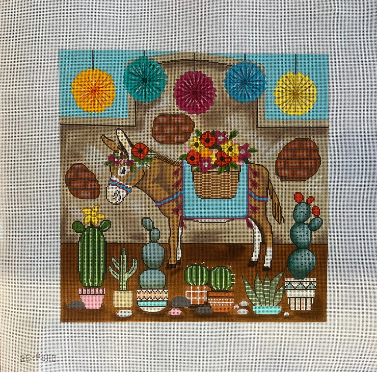 Alice Peterson Co. Gayla Elliot Donkey Fiesta Needlepoint Canvas