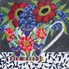 Alice Peterson Co. Floral Mug with Red Flowers Needlepoint Canvas