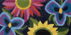 Alice Peterson Co. Floral Navy Clutch Insert Needlepoint Canvas