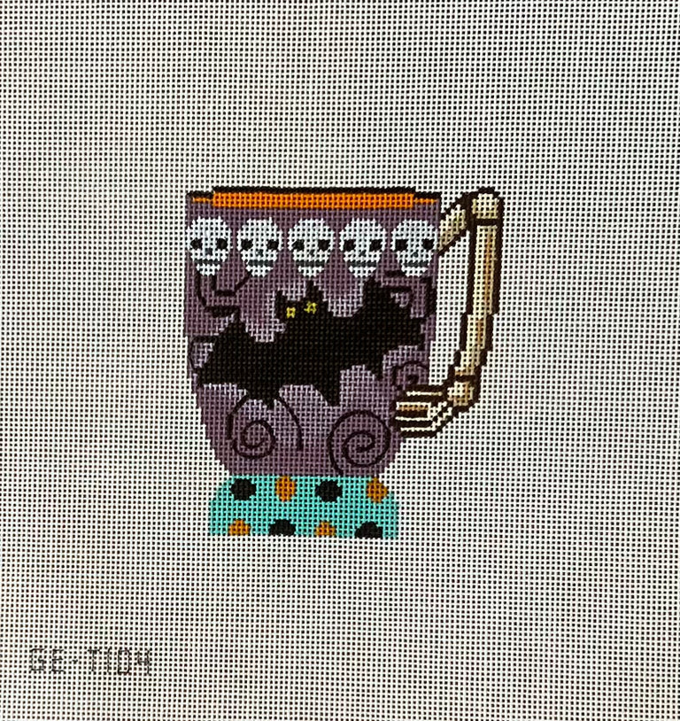 Alice Peterson Co. Gayla Elliot Bat Teacup Needlepoint Canvas