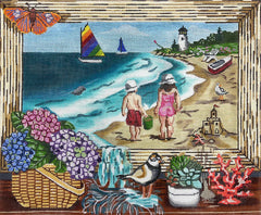Alice Peterson Co. Gayla Elliot Beach In A Frame Needlepoint Canvas